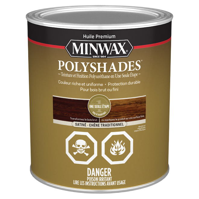 MINWAX POLYSHADES STAIN/POLYURETHANE OIL BASE MISSION OAK 946ML