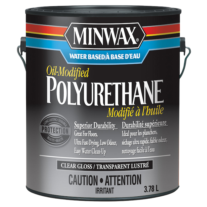 MINWAX LOW COV FINISH POLYUR. WATERBASED GLOSSY 3.78L