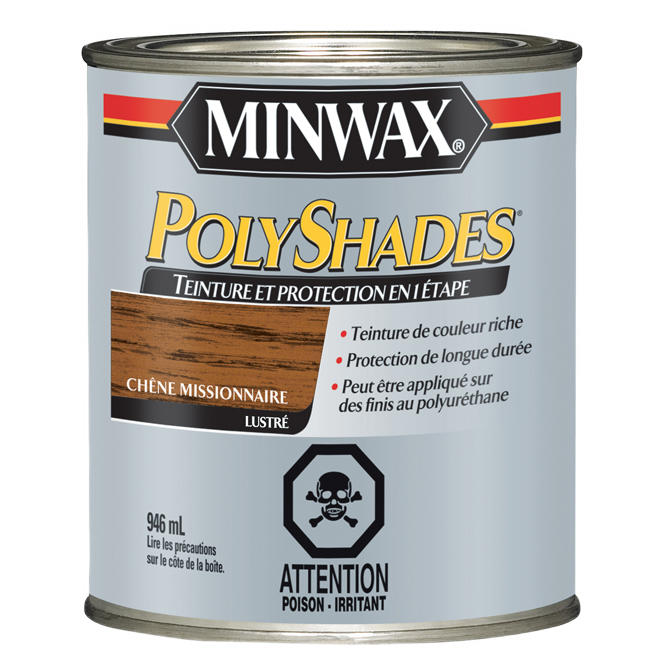 MINWAX POLYSHADES STAIN+VARNISH STAI OIL BASE MISSION OAK 946ML