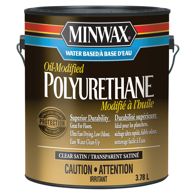 MINWAX LOW COV POLYURETHANE WATERBASED SATIN 3.78L
