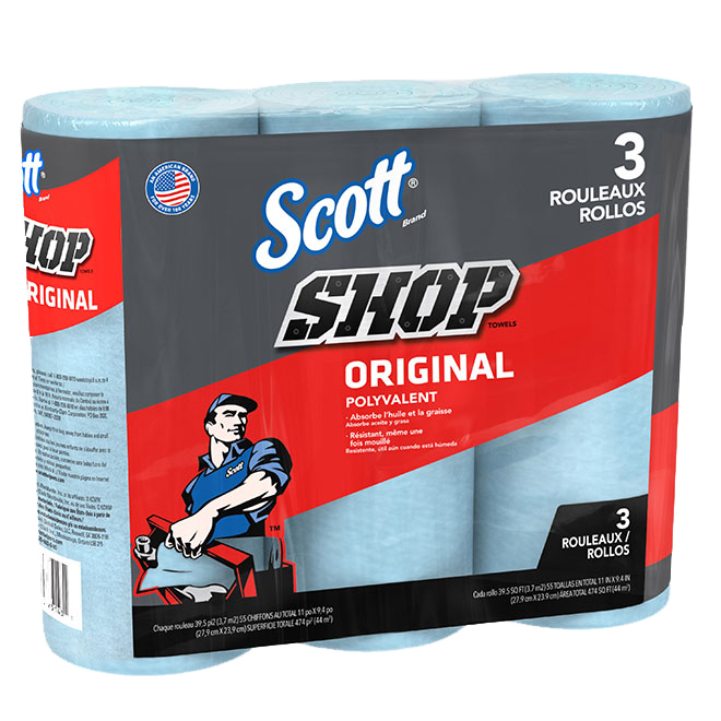 SCOTT HEAVY DUTY SHOP TOWEL PAPER TOWEL BLUE 11"x10.4" 3RL