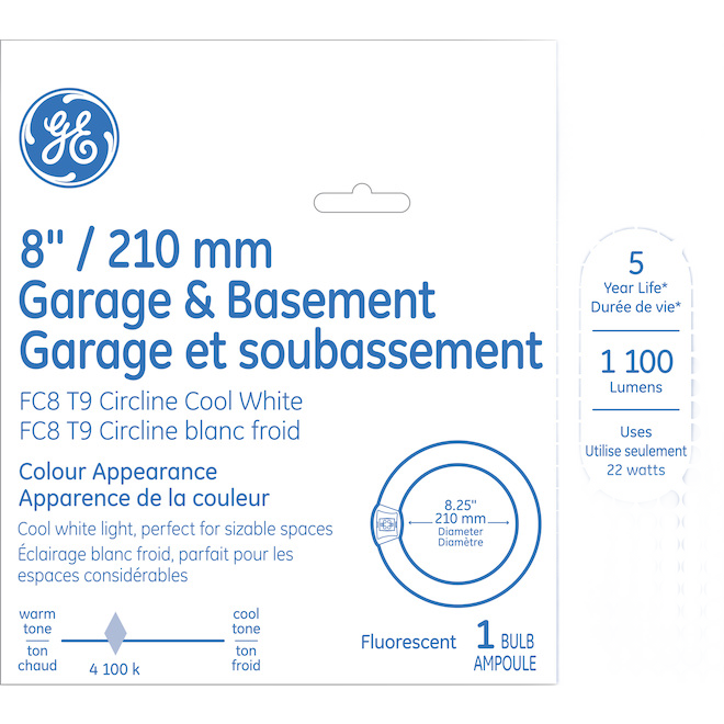 GE T9 FLUO. TUBE CIRCUL. GLASS COOL WHITE 22Wx8"-1/PK