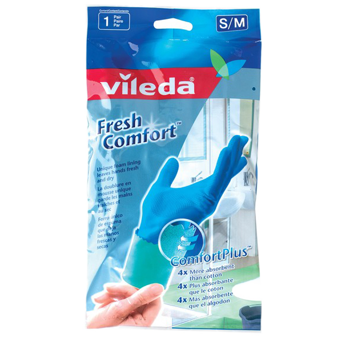 VILEDA FRESH COMF. GLOVES SMALL/MEDIUM BLUE