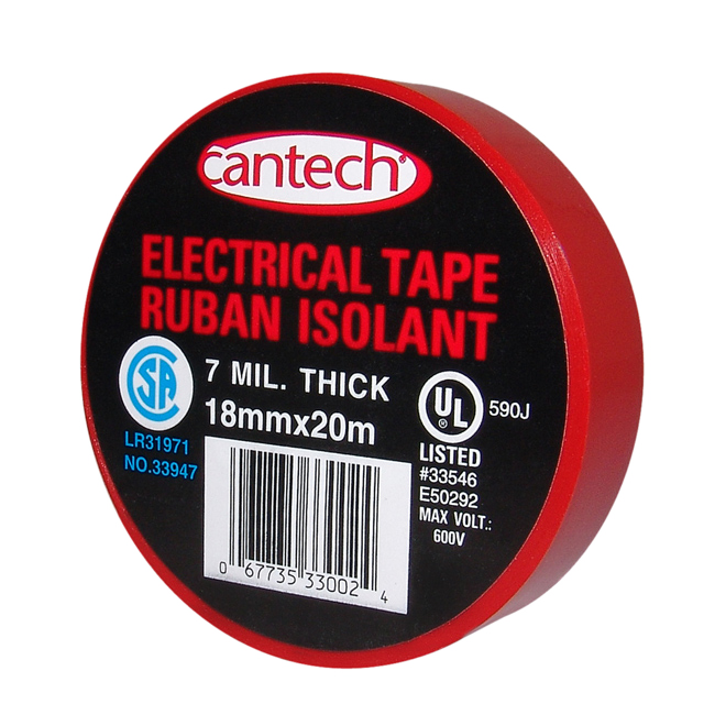 CANTECH CSA ELECTRIC TAPE VINYL RED 18MMX20MX7TS