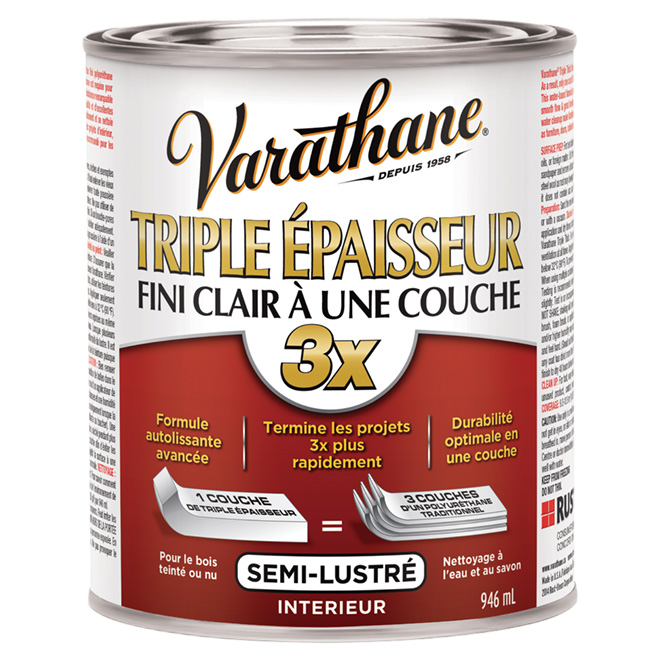 VARATHANE TRIPLE THICK WOOD TRIM VARNISH CLEAR S-GLO 946ML