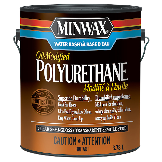 MINWAX LOW COV POLYURETHANE WATERBASED SEMI-GLOSS 3.78L