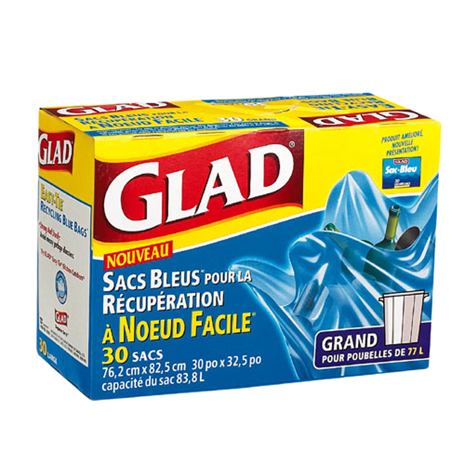 GLAD EASY-TIE GARBAGE BAG BLUE 76.2x82.5CMx30BX