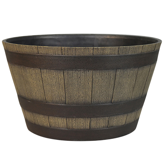 FAUX BARREL PLANTER 19.3"