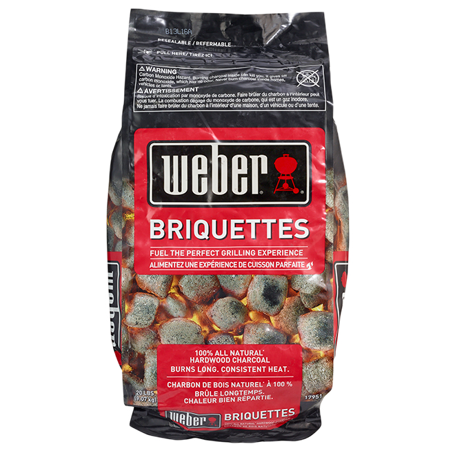 WEBER CHARCOAL BRIQUETTES HARDWOOD BLACK 20LB