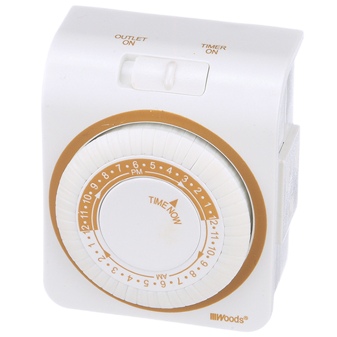 WOODS MECHANICAL TIMER 24 HRS PLASTIC WHITE