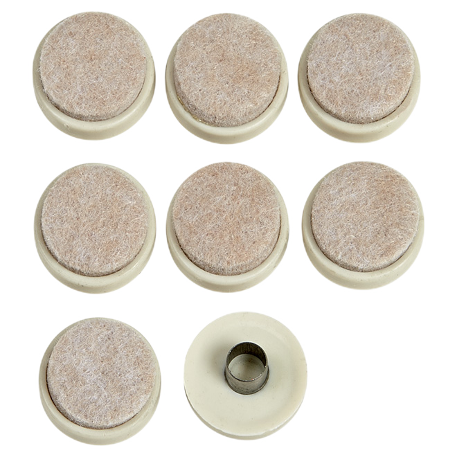 FELTAC ROUND NAIL-ON GLIDE PLASTIC/FELT BEIGE 1"x8PK