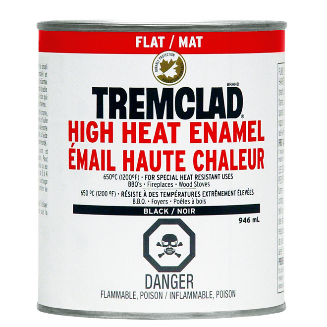 TREMCLAD HI-TEMPERAT. ENAMEL PAINT BLACK MATTE 946ML