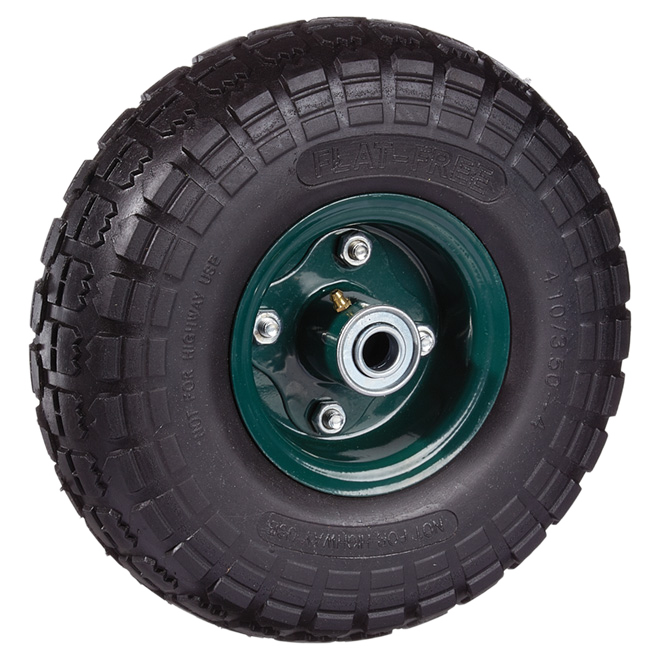 MAXWHEELS OFFST/KNOBBY FLAT-FREE WHEEL POLYURETHANE BLACK/GREEN 10"x265LB