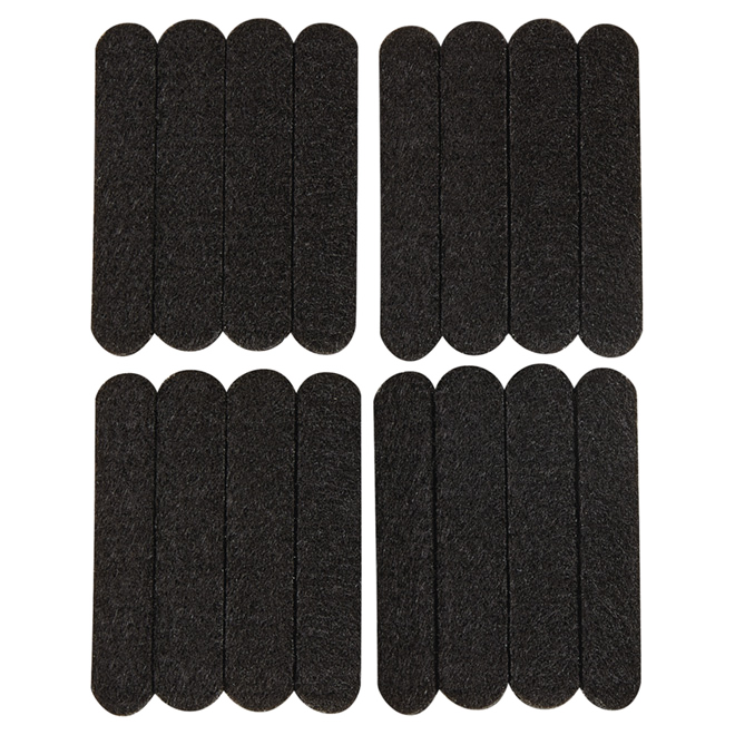 FELTAC STRIP/SELF-S FELT PAD POLYESTER BLACK 1/2x2 5/8"x16PK