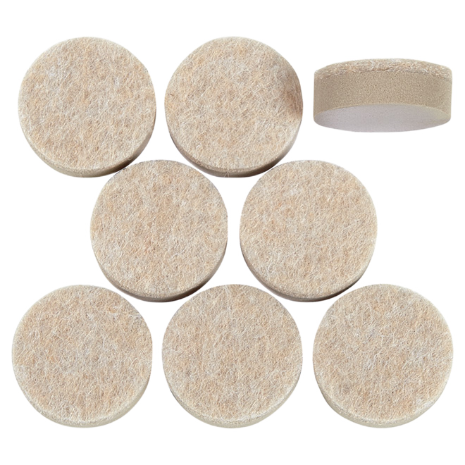 FELTAC ROUND/SELF-S SELF-LEVEL.GLIDE POLYESTER BEIGE 1"x8PK