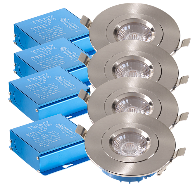 TRENZ RETINA LED RECESSED BRUS NICKEL 4" 4PK