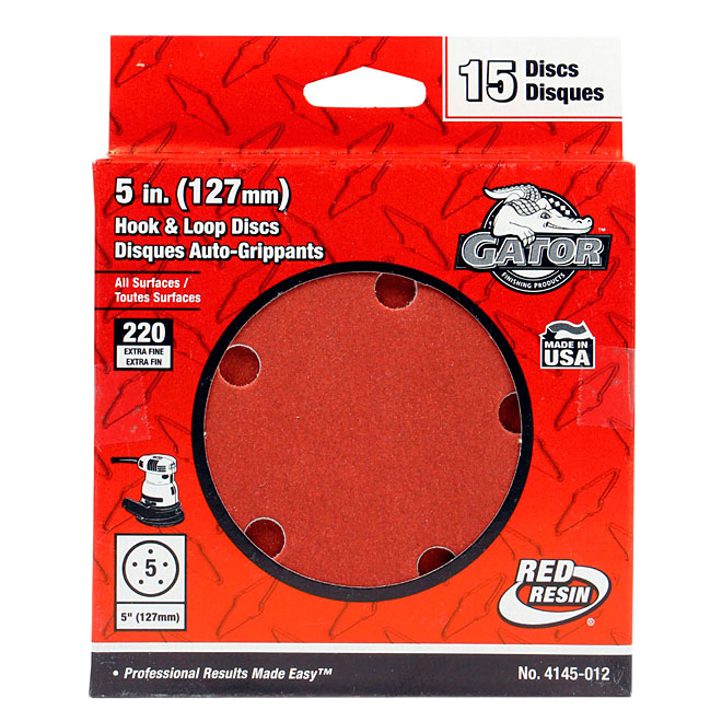 RUST-OLEUM STICK-ON ABRASIVE DISCS CERAMIC GN RED 220GTx5"xPK15