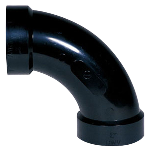 IPEX LONG TURN ELBOW ABS-DWV HUB BLACK 2" 90DG