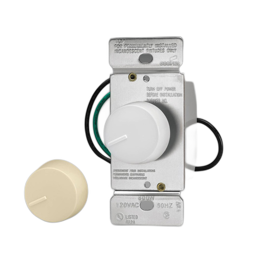 W/PRESET DIMMER ROTARY THERMOPLASTI WHITE/IVORY 600W