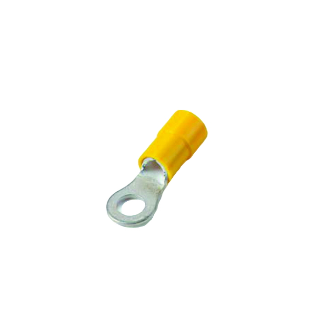 MARR 12-10 AWG RING TERMINAL METAL+VINYL YELLOW 1/4"-6/PK