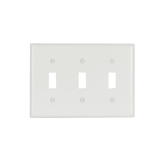 EATON THERMOSET WALLPLATE 3G TOGGLE WHITE