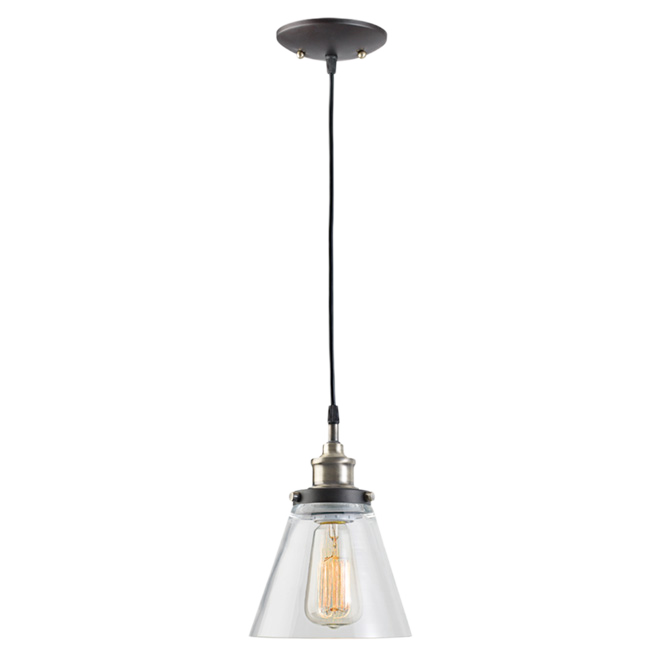 GLOBE ELECTRIC JACKSON PENDANT METAL/GLASS ANTIQ.BRASS 6.5" 60W A19 N/IN