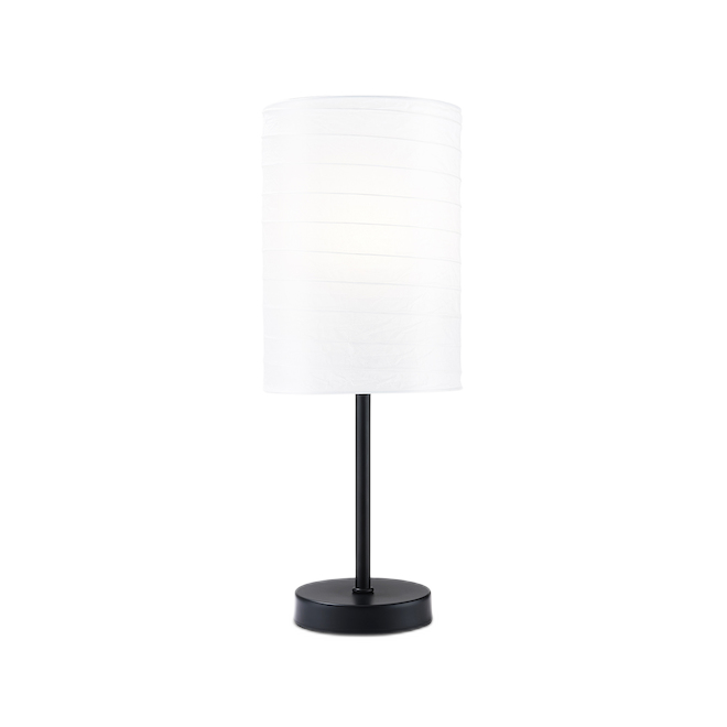 PROJECT SOURCE MODERN/CONTE TABLE LAMP PAPER/PLASTI MATTE BLACK 18"-60W-