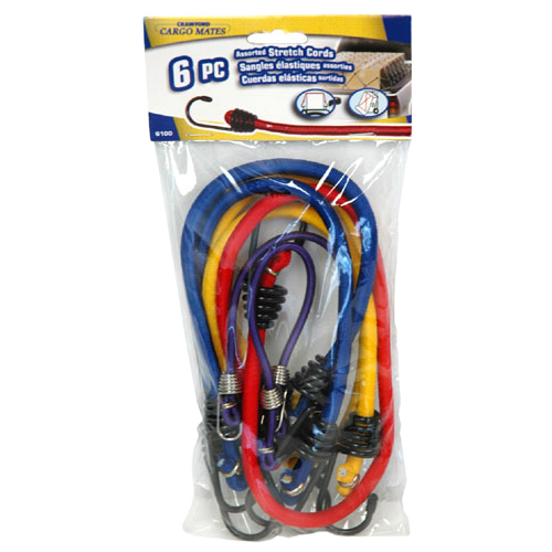 STINSON WITH HOOK BUNGEE CORD ASSORTED PK6