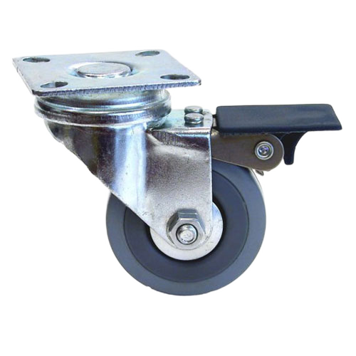MADICO PLATE BRAKE SWIVEL CASTER RUBBER GREY 2"