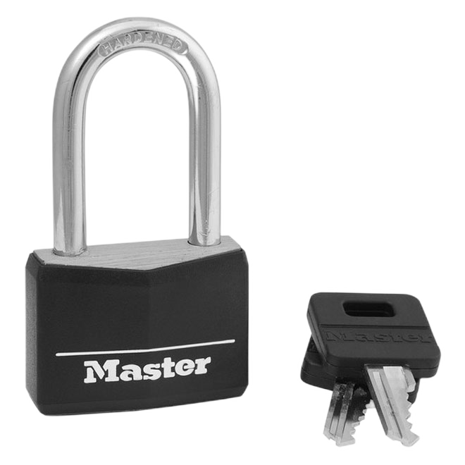 MASTER LOCK LONG SHACKLE PADLOCK BRASS BLACK 40MM