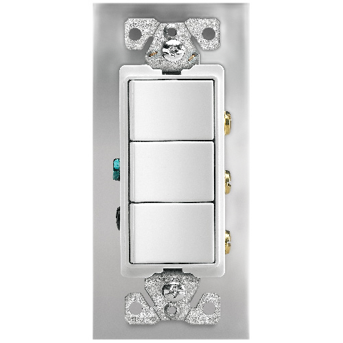 DECORATOR TRIPLE SWITCH THERMOPLAST. WHITE 15Ax120x277VxGA