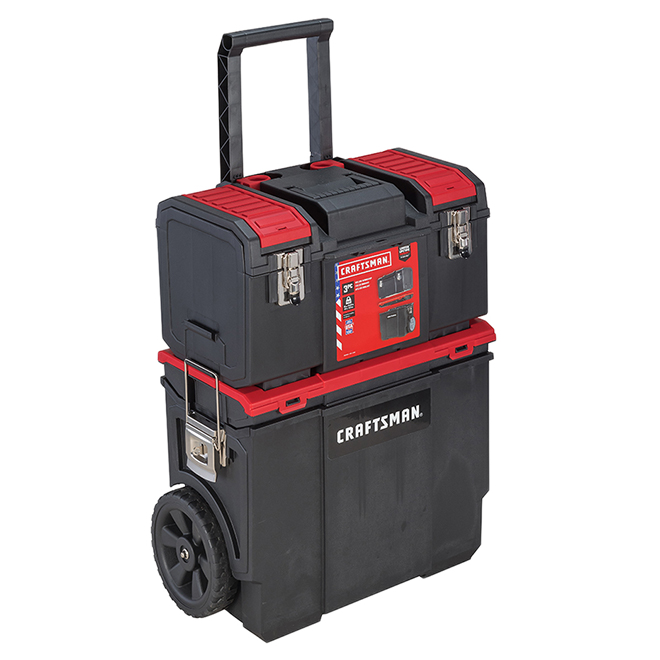 CRAFTSMAN 3-IN-1 ROLLING WORKSHOP PLASTIC BLACK/RED 18.5"