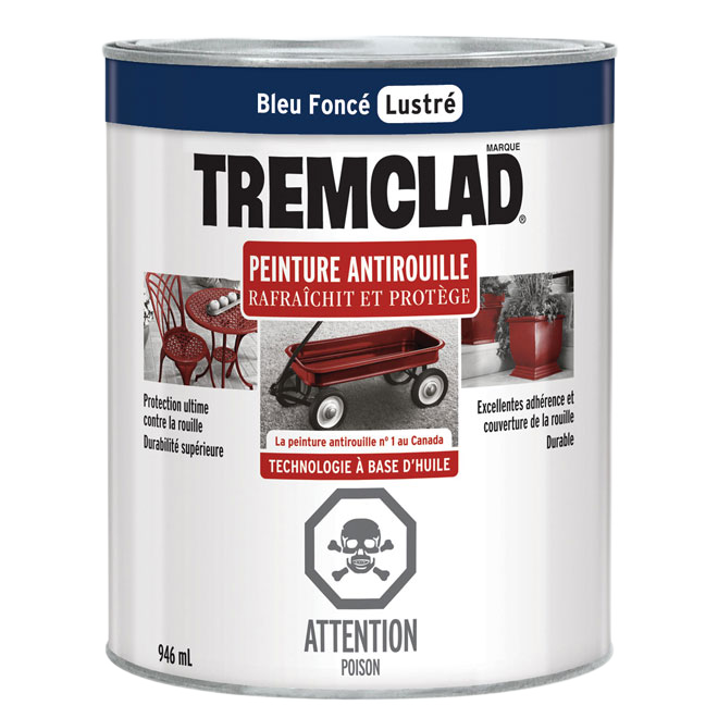 TREMCLAD GLOSS FINISH RUST PAINT DARK BLUE 946ML