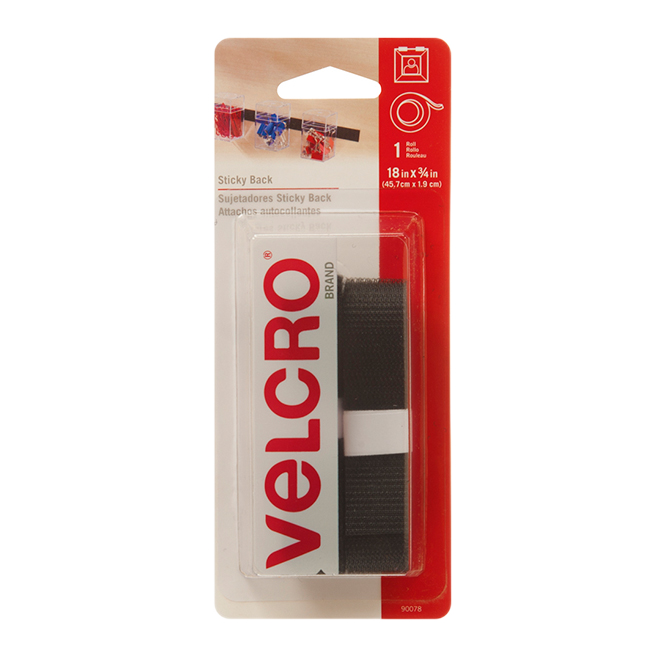 VELCRO TAPE A-ADH.FASTENER VELCRO BLACK 16MMx46CM