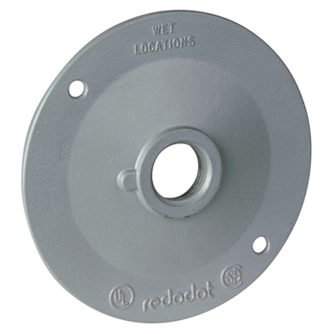 THOMAS & BETTS 1 HOLE ROUND COVER ZINC ALLOY SILVER 1/2"xRED DOT