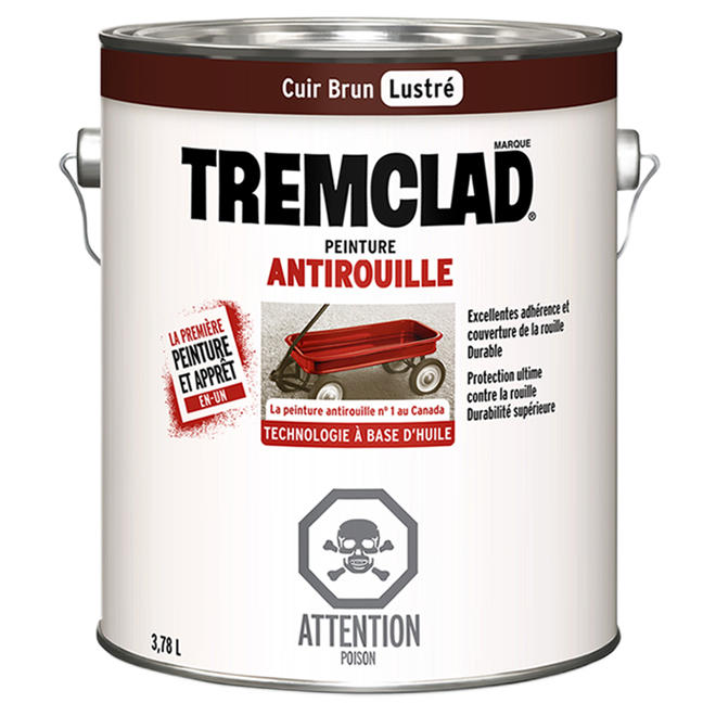 TREMCLAD FLAT ANTIRUST PAINT OIL BASED LEATH.BROWN 3.78L