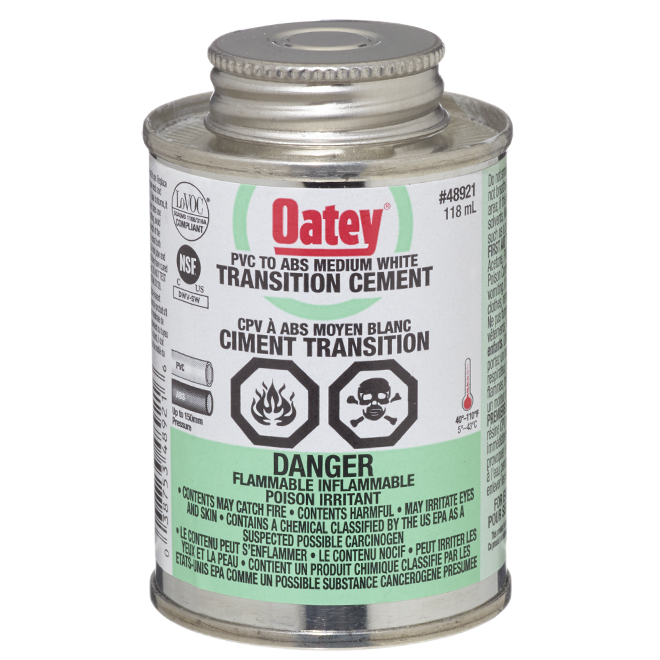 OATEY ABS TO PVC TRANSITION CEMENT MED-BODIED WHITE 118ML