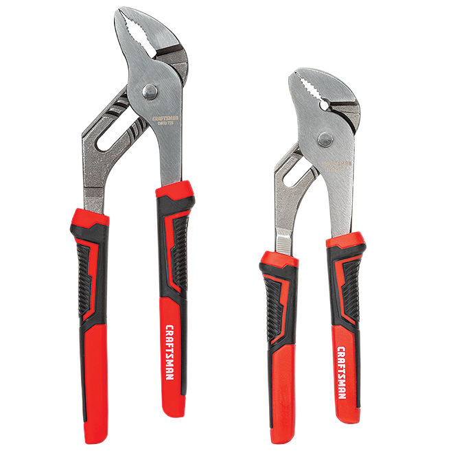 CRAFTSMAN BI-MATERIAL GROOVE JNT PLIERS STEEL/PLAS RED/BLACK 8"x10"x2PC