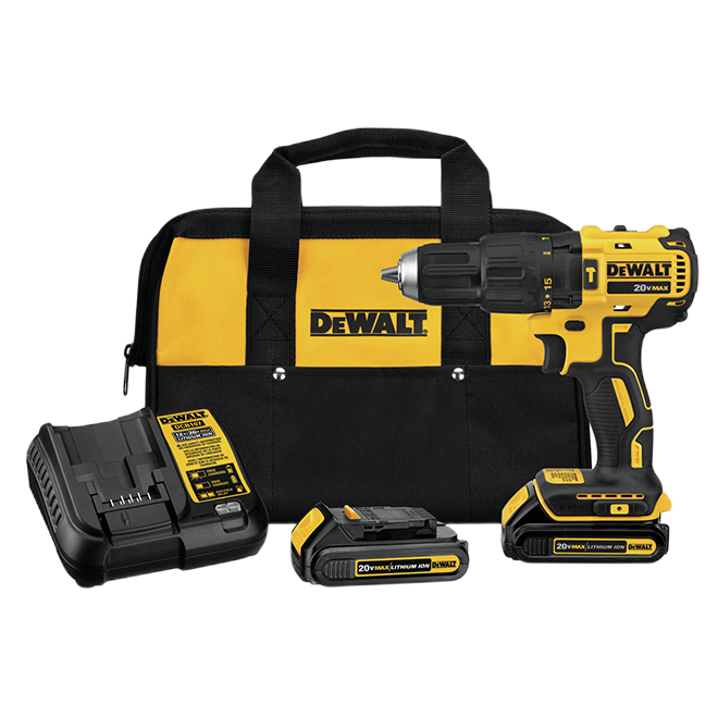 DEWALT BRUSHLESS HAMMER DRILL LITHIUM ION YELLOW/BLCK 1/2"x20V