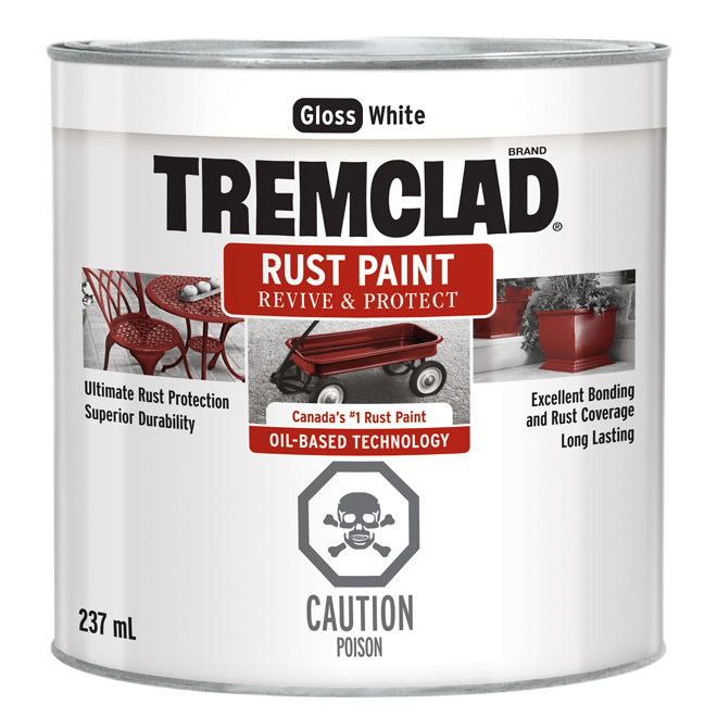 TREMCLAD GLOSS FINISH RUST PAINT GLOSS WHITE 237ML