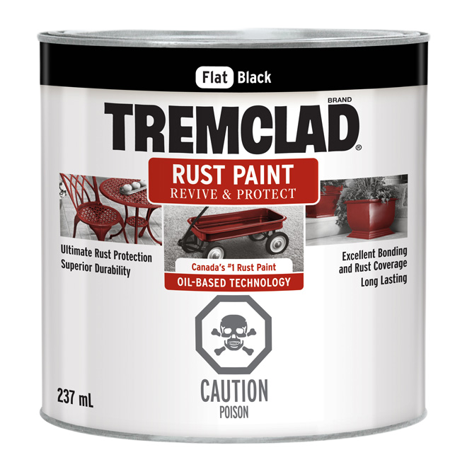 TREMCLAD FLAT FINISH RUST PAINT OIL BASE BLACK MATTE 237ML