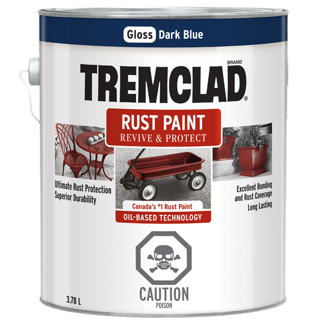 TREMCLAD GLOSS ANTIRUST PAINT OIL BASED DARK BLUE 3.78L