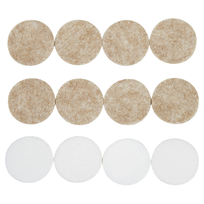 FELTAC ROUND/VELCRO FELT GLIDE BEIGE 1 1/2"x12PK