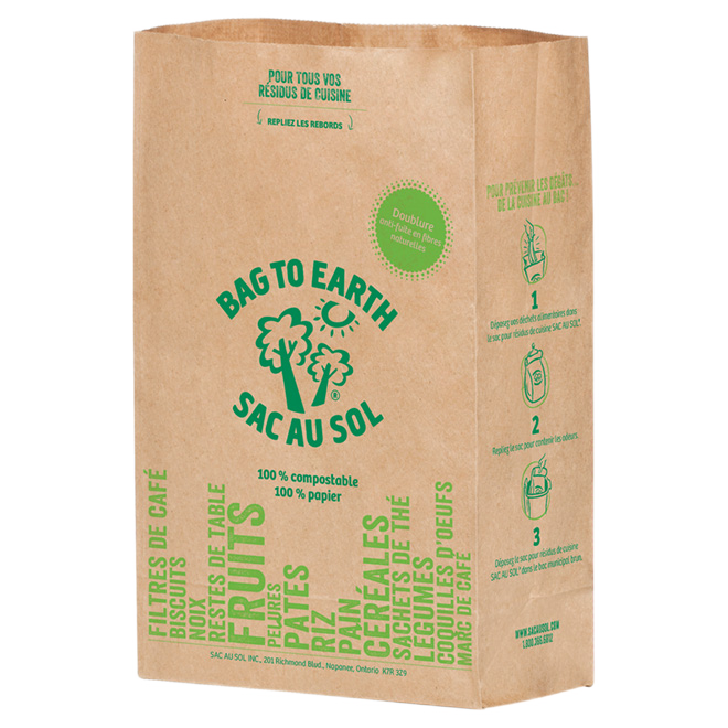 BAG TO EARTH BIODEGRADABL KITCHEN WASTE BAG KRAFT NATURA BROWN 10PKx7x4x12"