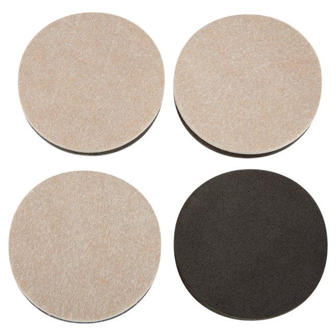 FELTAC ROUND/SELF-S FELT PAD POLY/FOAM BEIGE/BLACK 3 1/2"x4PK