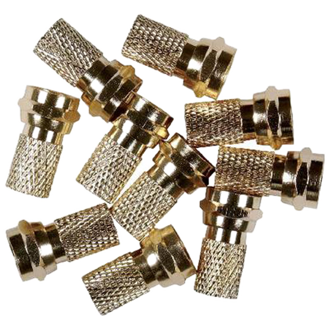 RCA TWIST RG6 CONNECTOR F METAL GOLD 10PK