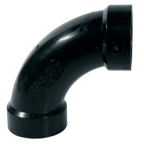 IPEX LONG TURN ELBOW ABS-DWV HUB BLACK 1 1/2" 90DG