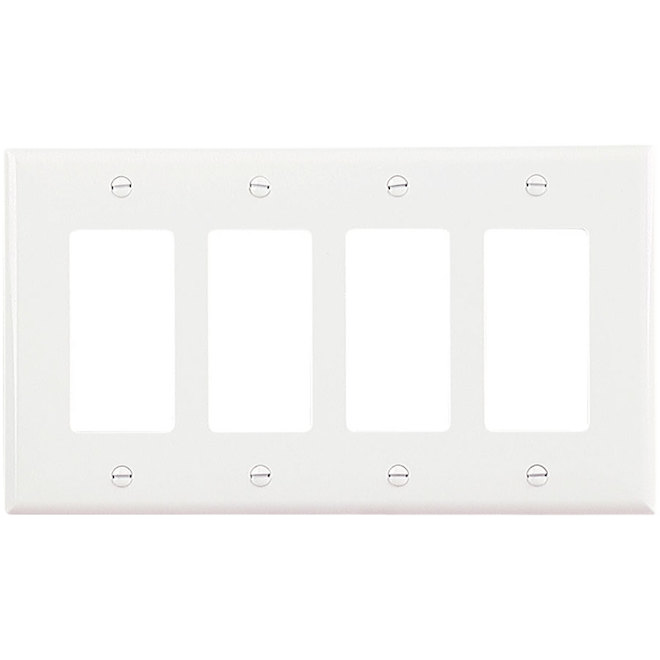 EATON DECORATOR WALL PLATE 4G MID SIZE WHITE