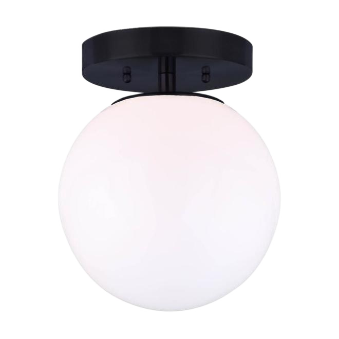 CANARM GLOBE/CAMILO FLUSHMOUNT GLASS OPAL BLACK MATTE 60W