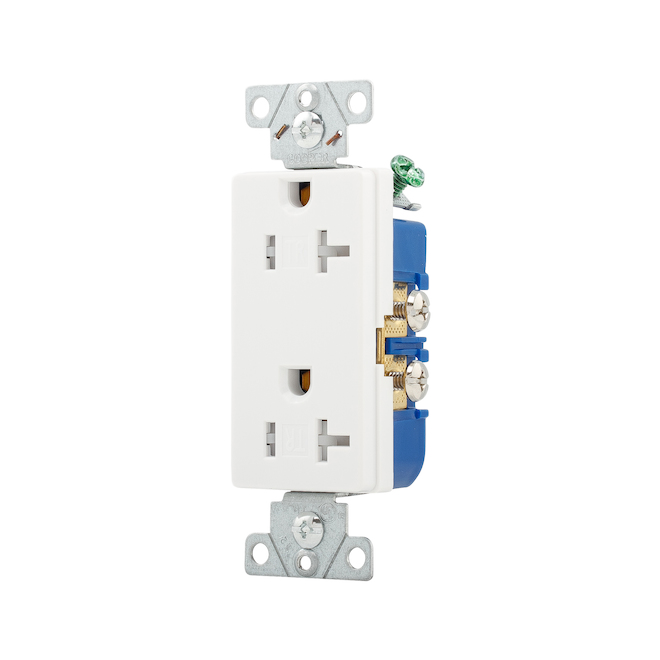 EATON DECO TR RECEPTACLE 2P3W DUPLEX WHITE 20AM 125V